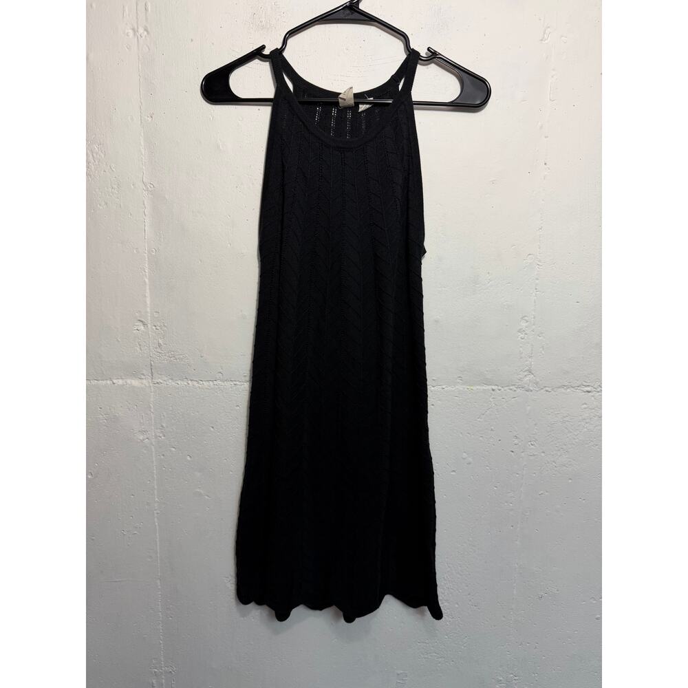 Joie Womens Knit Dress Black Size Medium Sleeveless Knee Length Chevron Pattern